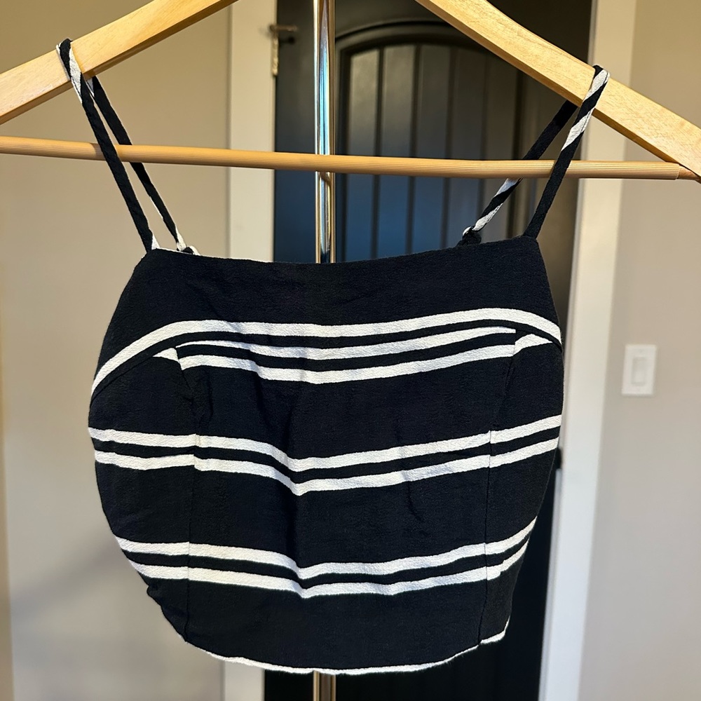 Lulus Navy and White Stripped Tie Top